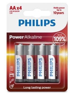 Pilas alcalinas AA Philips recargables